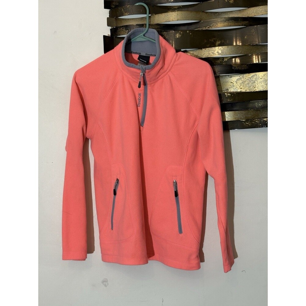 Reebok Women’s 1/4 Zip Athletic Fleece Large Peach A8